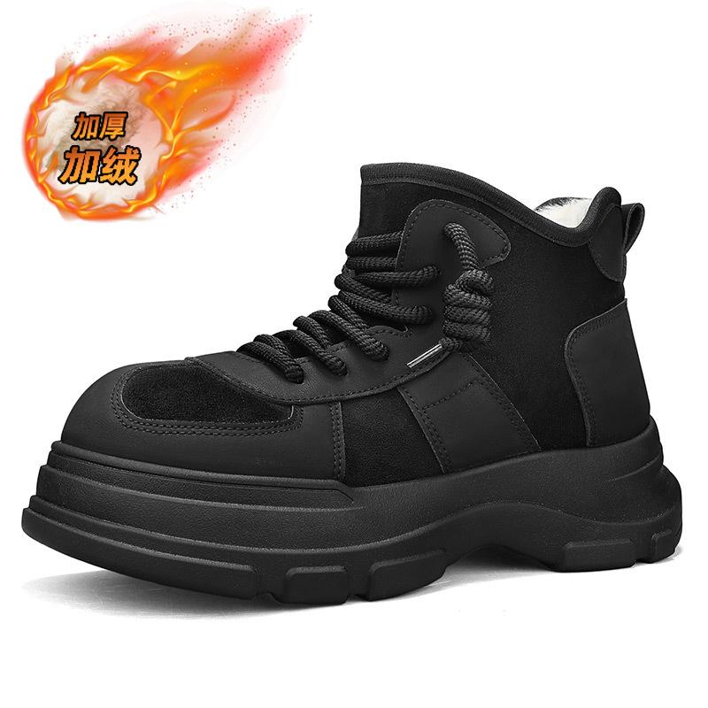 Outdoor thick-soled lace-up snow boots winter new velvet thickened high-top cotton shoes cotton boots 39