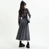 Autumn/Winter Plus Size A-Line Pleated Skirt: High-Waisted, Hip-Covering, Slimming Short Skirt for Petite & Chubby Girls in College Style.