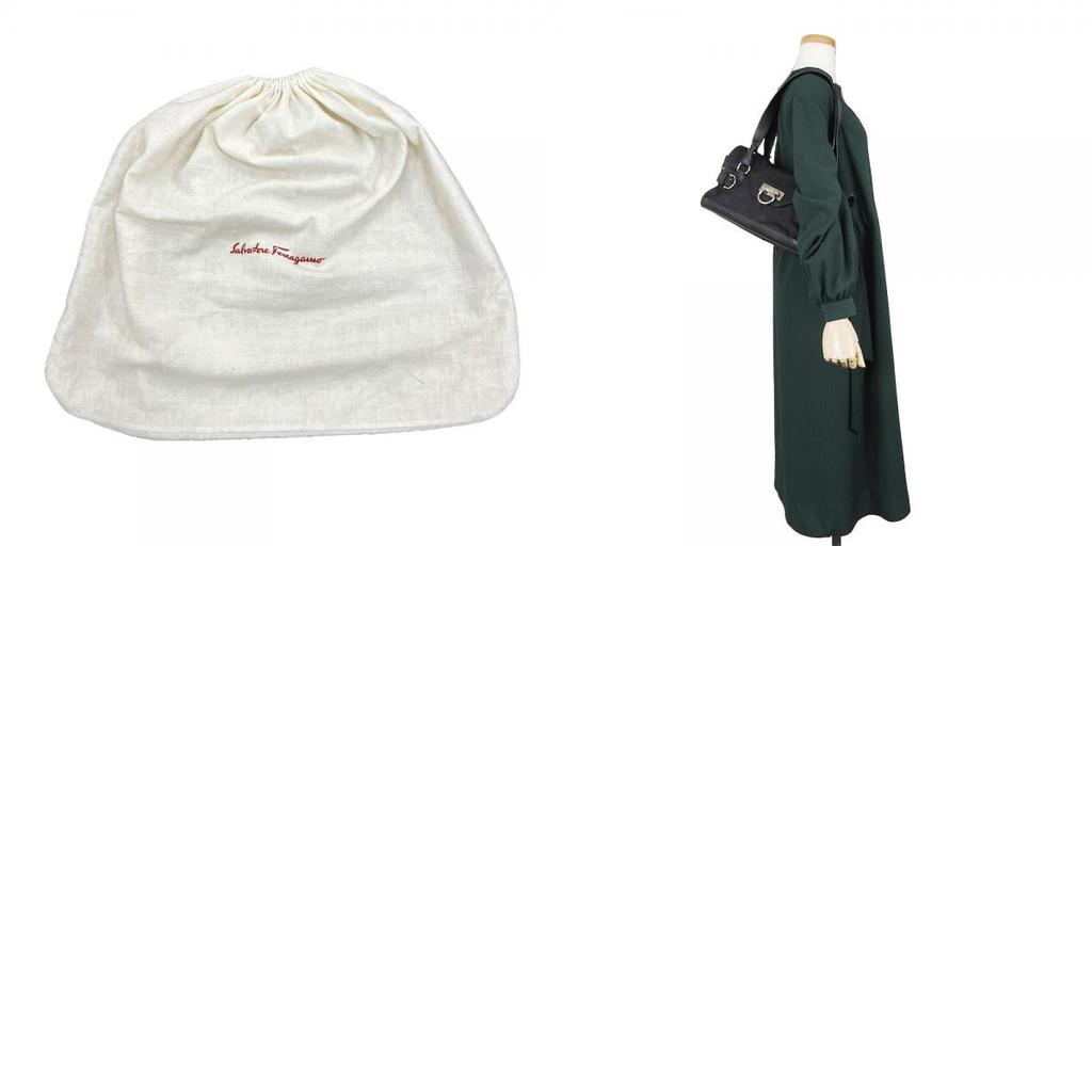 USED Salvatore Ferragamo EX-21 4913 Gancini canvas/leather black SilverMetal