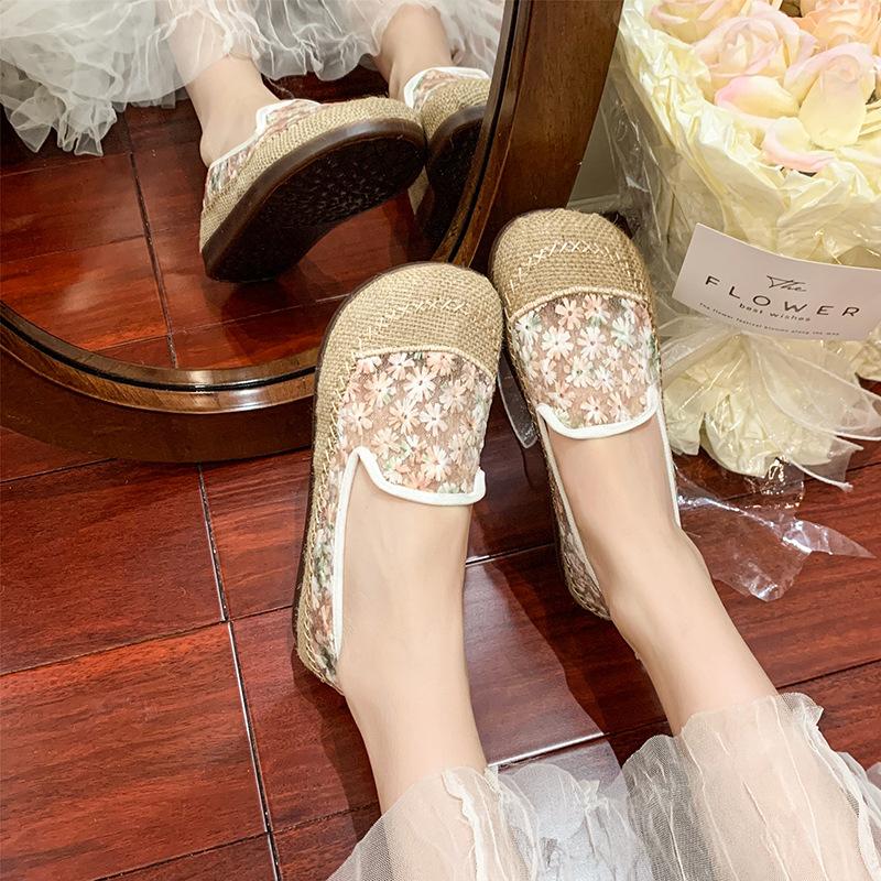 Módní všestranná ležérní obuv 2025 léto nové síťované šněrovací ležérní boty platforma nazouvací rybářské boty