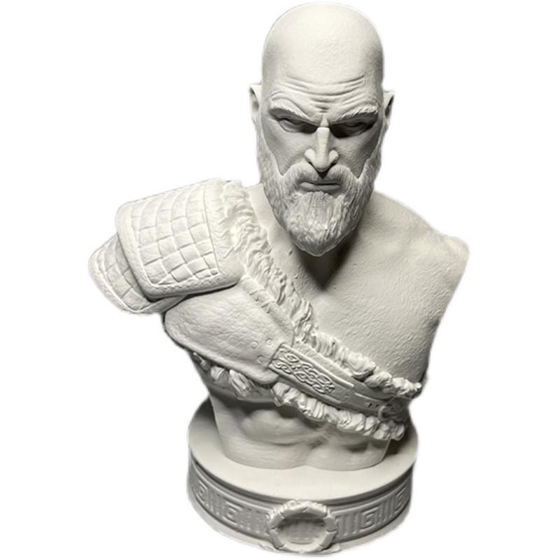 Nordic God of War Kratos Plaster Sculpture Model Countertop Ornaments Modern Sketch Character Statue Crafts Interior Decoration