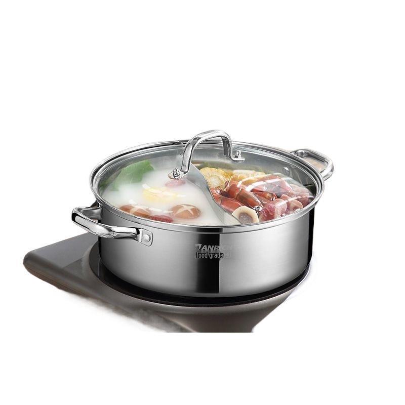 316 Stainless Steel Yin Yang Hot Pot with Induction Cooker Compatibility - Large Capacity Family Soup Pot