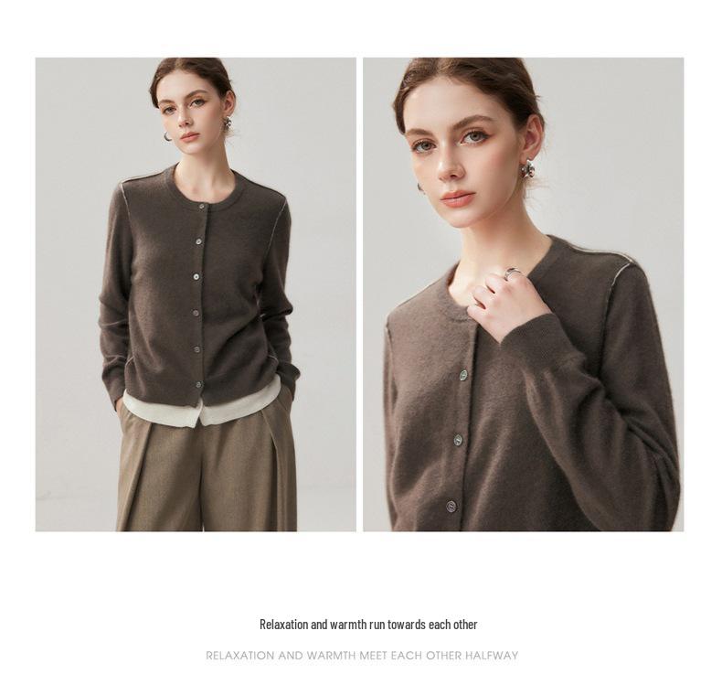 Women's 2026 Autumn/Winter Loose Fit Color Block Cashmere Cardigan