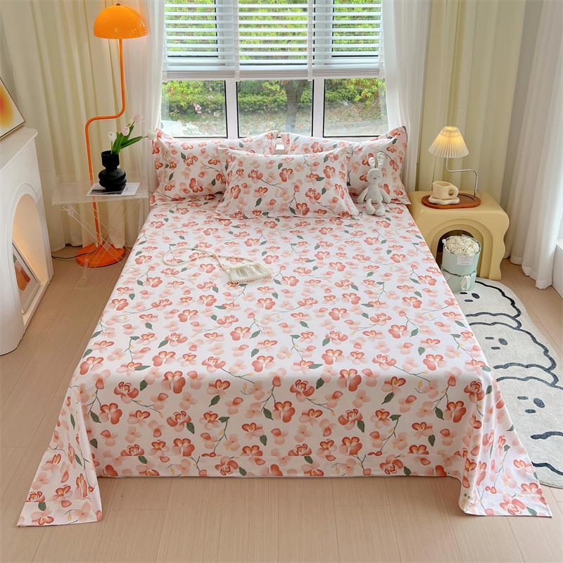 Green Check Raw Cotton Bed Sheets For Double Bed All Seasons Bed Cover Full Set Queen/King Size Flat Top Sheets No Pillowcase