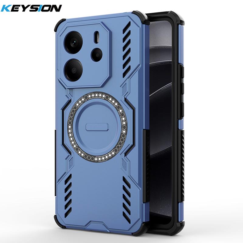 

KEYION Чохол з порожнинами для відведення тепла для Redmi Note 14 4G 5G Силікон+ПК Магнітне охолодження Ударостійкий чохол для телефону для Redmi Note 14 5G for Redmi Note 14 синій