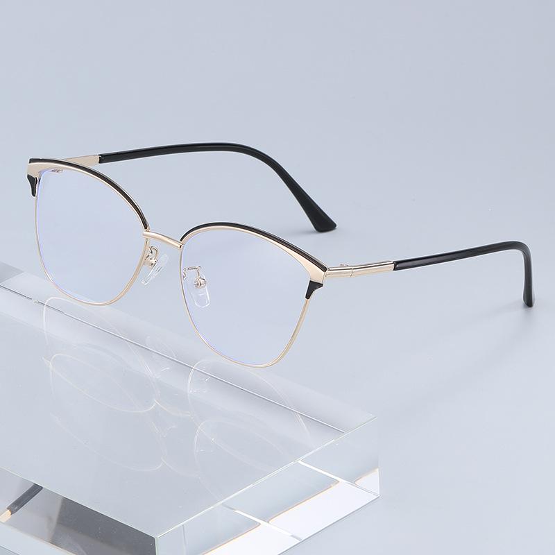 Large Framed Cat Eye Optical Glasses Cute Sweet School Style Metal For Women Men Anti Blue Light Glasses Eye Protection