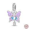 925 Silver Classic Purple Retro Heart Shape Lotus Angel Pattern Charms Beads Fit Necklace Bracelets Pendant DIY Jewelry