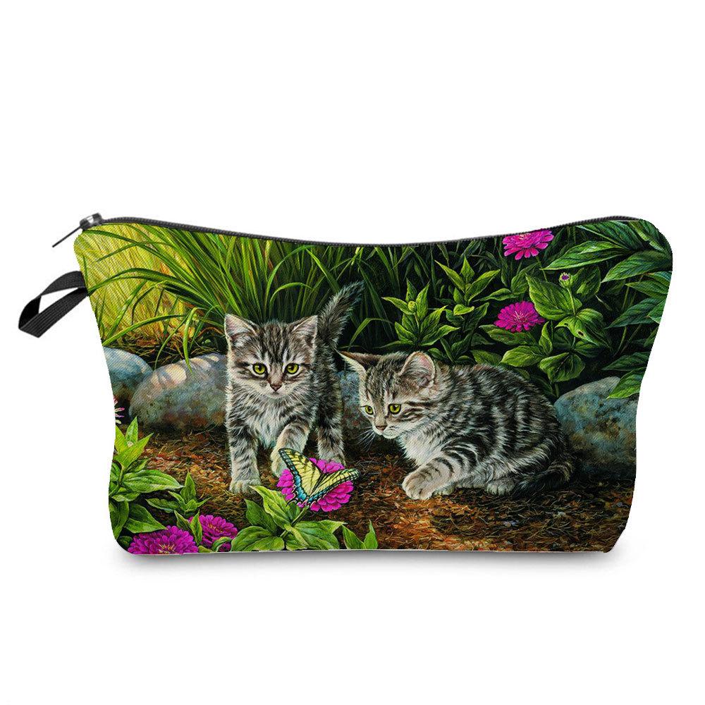 Women Cat Print Cosmetic Bag Toiletries Organize Travel Storage Case  6429
