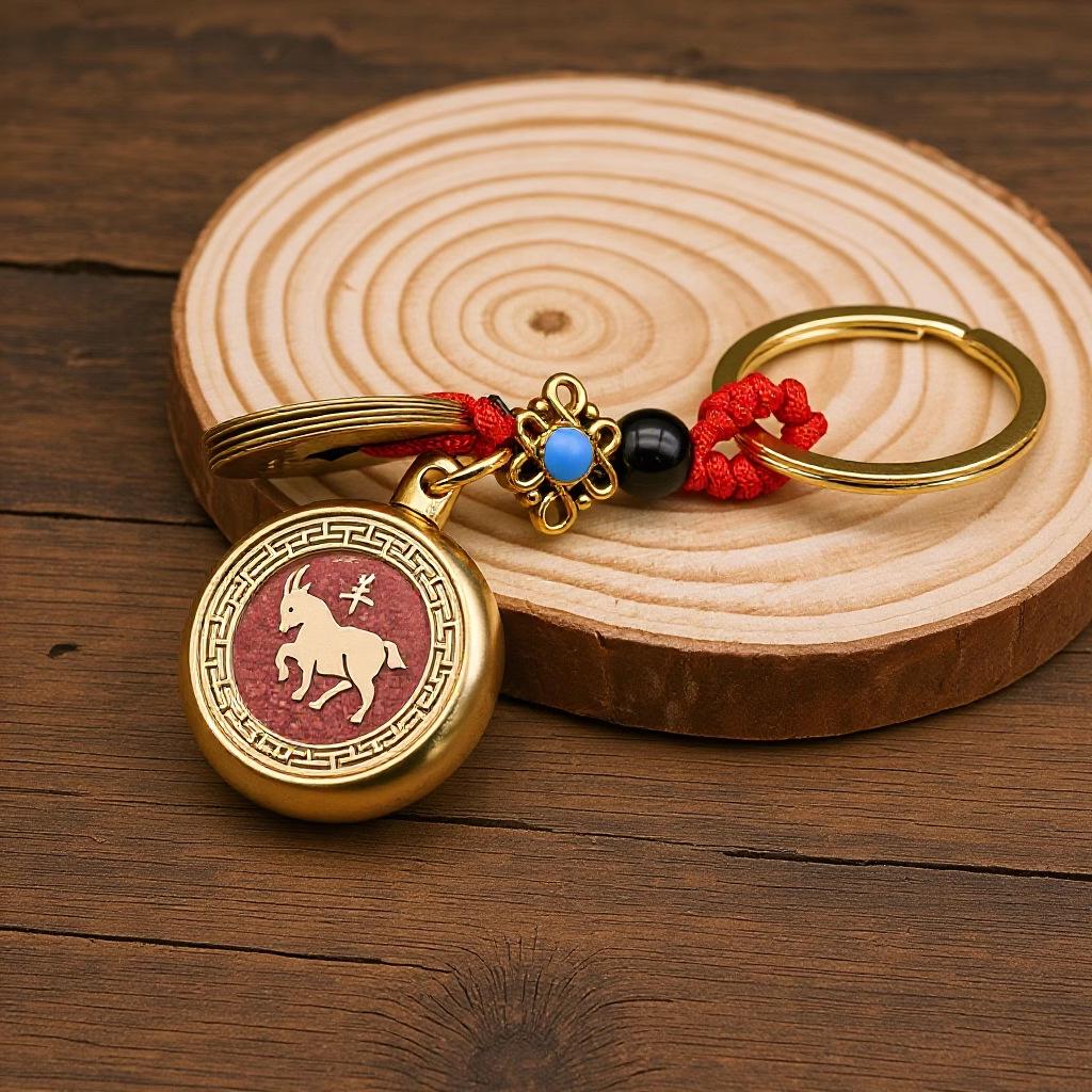 Brass Rotating Zodiac Keychain Pendant: Unisex Creative Handicraft