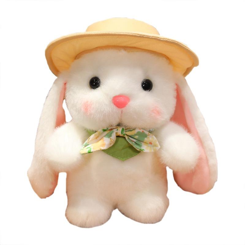 Cute Pudding Rabbit Doll Plush Toy Doll Wearing Hat Little White Rabbit Children Rag Doll Girls Holiday Gift