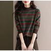 Retro Jacquard Pullover mit halbem Rollkragen Damen Herbst und Winter neu dick modisch gestreift locker gestricktes Unterhemd