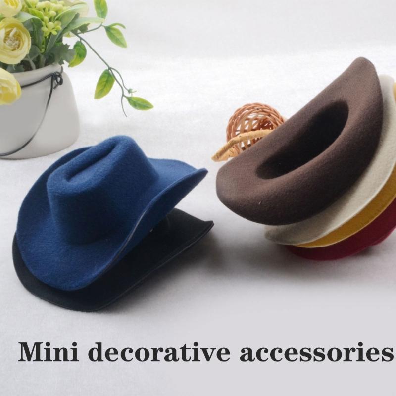 Tiny Western Cowboy Hat Miniature Fabric Hat Ornament For Handmade Craft Clothing Wrapping Sewing Costume Embellishment