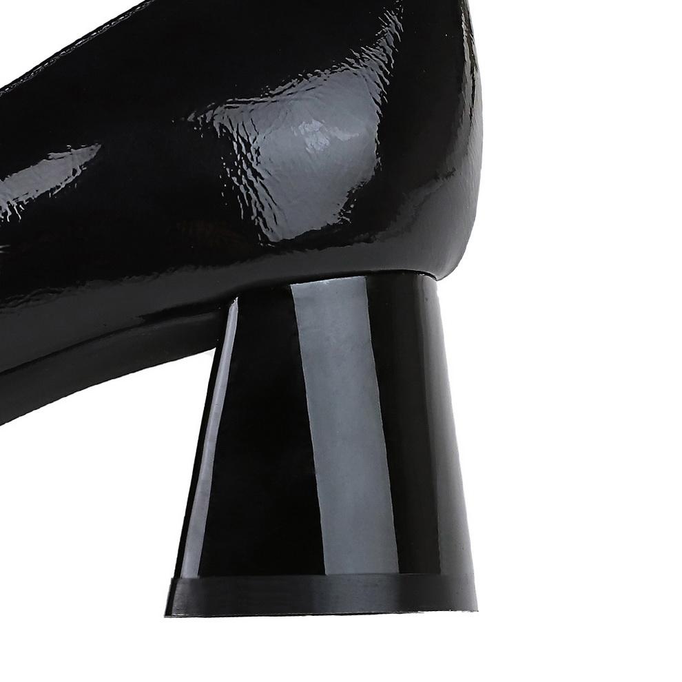 Women's Shoes with Thick Heel, Shallow Mouth, Square Toe, Rhinestone Buckle, Straight Strap, Single Shoe for Women