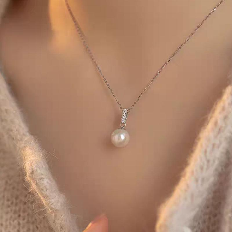 S925 Silver Pendant with 9-13mm Multi-Size Freshwater Pearl Necklace for Women - High-End Lustrous Round Beads