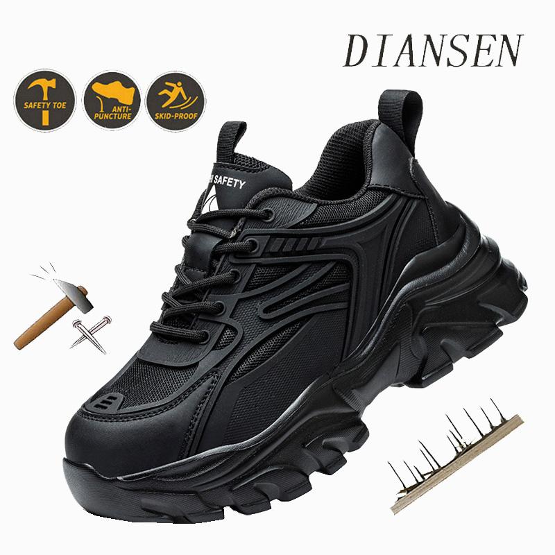 Work Boots Women Steel Toe Indestructible Safety Shoes Puncture-Proof Non Slip Soft Upper All-Season Casual Hiking Footwear