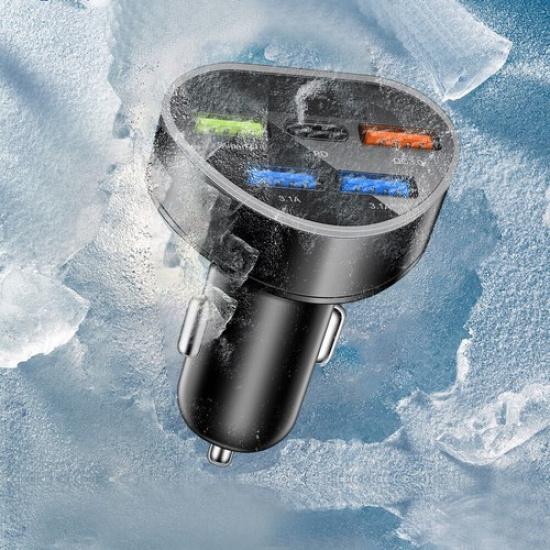 66W USB Phone Charger Type C QC 3.0 Fast Charging LED Car Interior Accessories