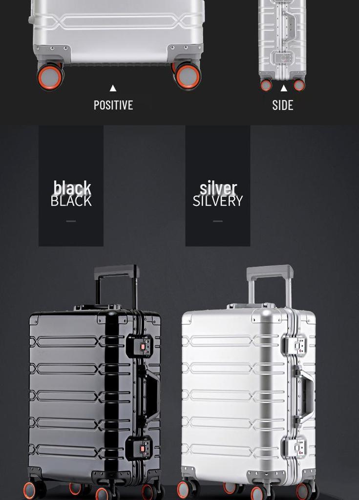 24-inch Aluminum Magnesium Alloy Trolley Luggage with Men's & Women's Combination Lock - Scratch & Wear-resistant Carry-on