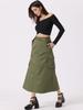 Allegra K Women's Midi Cargo Skirt, Trendy Y2K Skirt, Zip-Up High-Waisted Straight Long Skirt with Pockets, Army Green, Size L