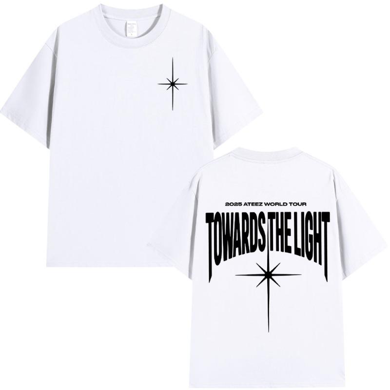 2025 Ateez World Tour Towards The Light T-Shirt Koreanisches Kpop-Mode-T-Shirt Männer Frauen Lässige Baumwolle Gemütliche Kurzarm-T-Shirts