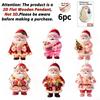 6/8 Pcs Vintage Wooden Santa Claus 2D Flat Christmas Tree Decorations Cute Xmas Hanging Ornaments Winter Home Party Supplies