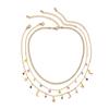 Sweet Wind Colored Love Star And Moon Pendant Necklace, Simple Diamond-Set Handmade Chain Necklace