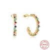 S925 Sterling Silver Wind Color Treasure Zircon Cartilage Dopamine Stud Earrings
