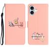 Book-style Flip Cover with Cartoon Animal Print Case For iPhone 16E 16 15 Plus 14 13 12 mini 11 Pro Max 10 XS X XR Stand Cover