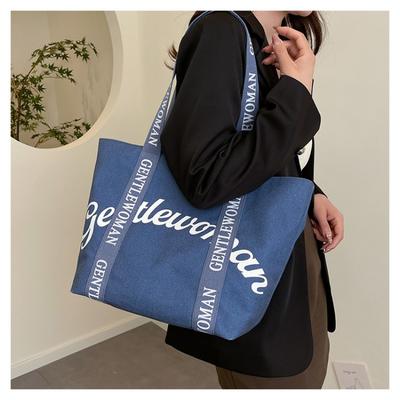 Gentle Women Large Capacity Commuter Tote Bag New Alphabet Shoulder Strap Handheld Shoulder Bag