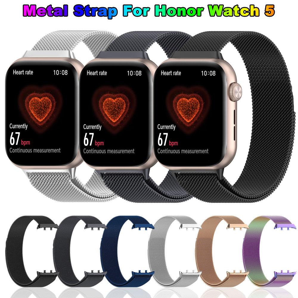 Magnetický smyčkový řemínek pro chytré hodinky Huawei Honor Watch 5 Kovový náramek z nerezové oceli Pro řemínek Honor Watch5