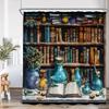 Wizard Magic Halloween Shower Curtain Magical Bookshelf Pharmacist Witch Room Astrology Bathroom Decoration Vintage Bath Curtain