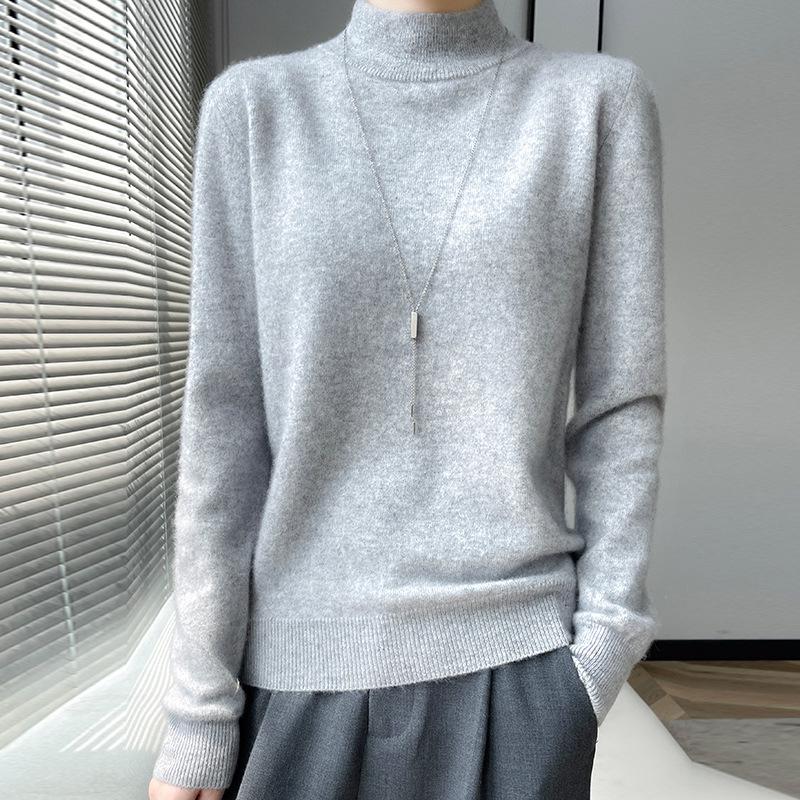 2024 A/W Women's Solid Color Wool Half-High Neck Sweater