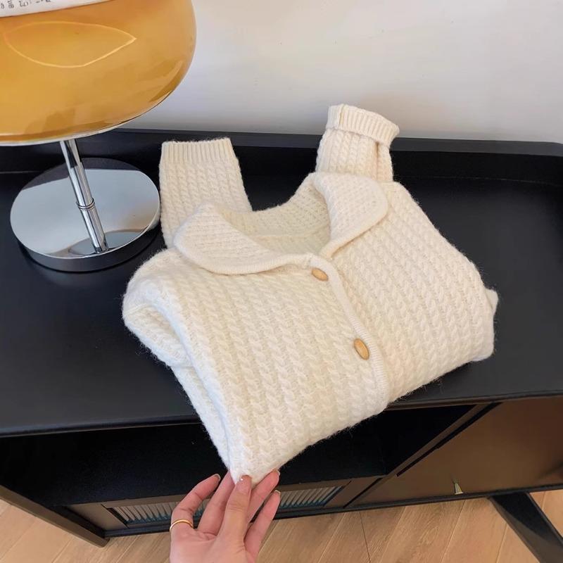 

Молочный Хуху мягкий восковой свободный косичка вязаный кардиган свитер куртка женский маленький топ ленивый стиль One size бежевый