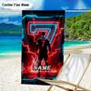 1PC Custom Name Powerful Player Seven Heart Beach Towel, Lightweight Quick-Dry for Man Woman, for Summer Travel, Swimming Pool Birthday Gift