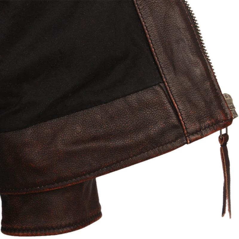 Tamanho Chinês Jaqueta de Couro Vintage Masculina Casaco de Couro Masculino Couro Bovino Jaquetas de Couro Genuíno Outono Casaco Masculino