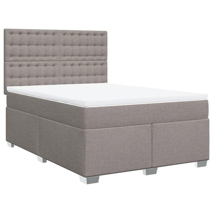 Maison Exclusive - Sommier à lattes de lit avec matelas Taupe 140x190 cm Tissu