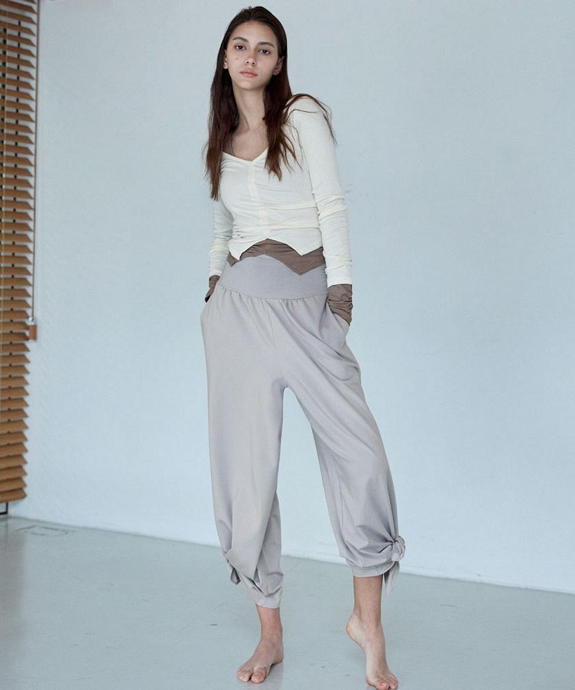 Debiweeo Fuzzy Wide Harem Pants Devi-B0089-Mauve Grey