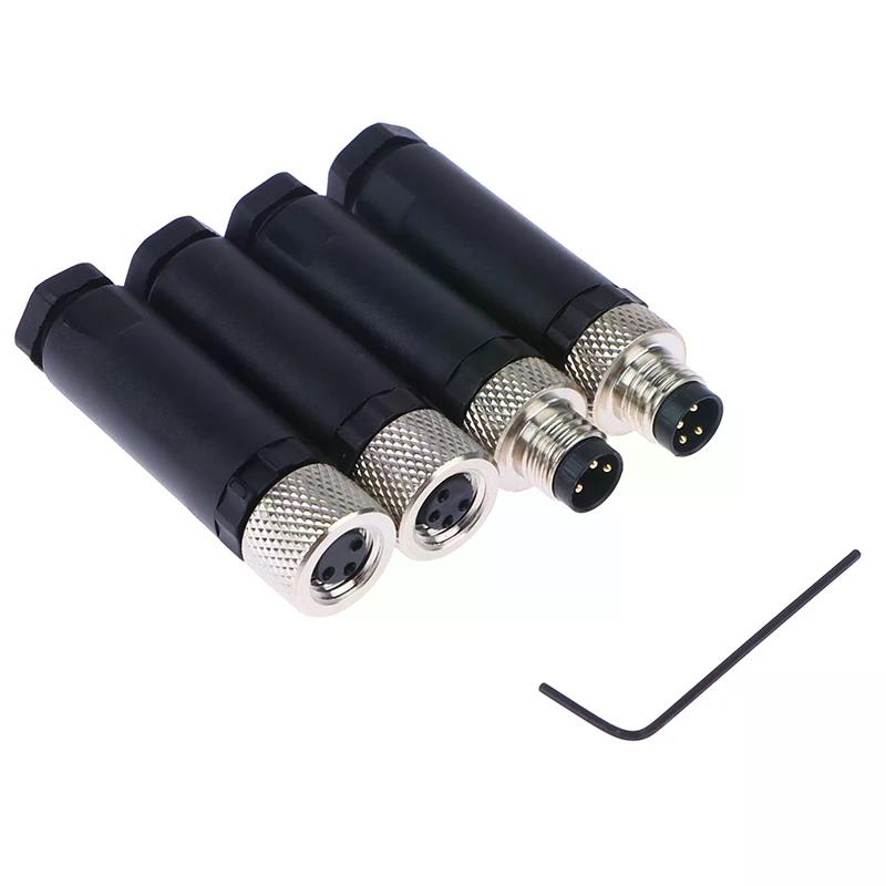 M8 Sensor Connector Waterproof Male&female Plug Screw Threaded Plug Coupling 3 4 Pin Flange Socket Back Mount