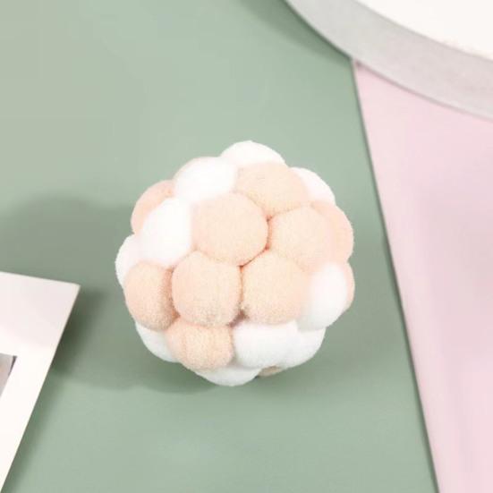 Plush Cat Toy Ball with Built-in Bell Soft Macaron Balls Bite-Resistant Cat Chew Toys for Indoor Cats and Kittens