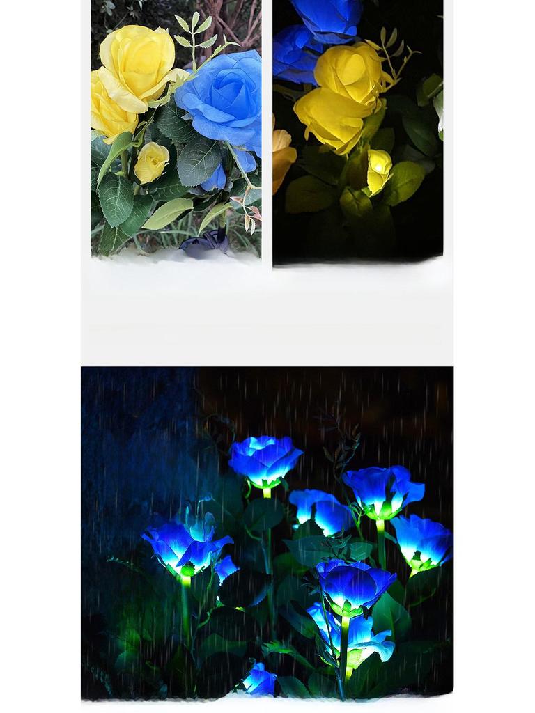 LED Solar Rose Flower Lights: 3, 5, or 6-Head Options for Outdoor Garden and Lawn Decoration