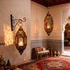Portacandele in Ferro Battuto Marocchini Lanterna con Design Traforato da Appendere Decorazioni Regalo per Eid Ramadans