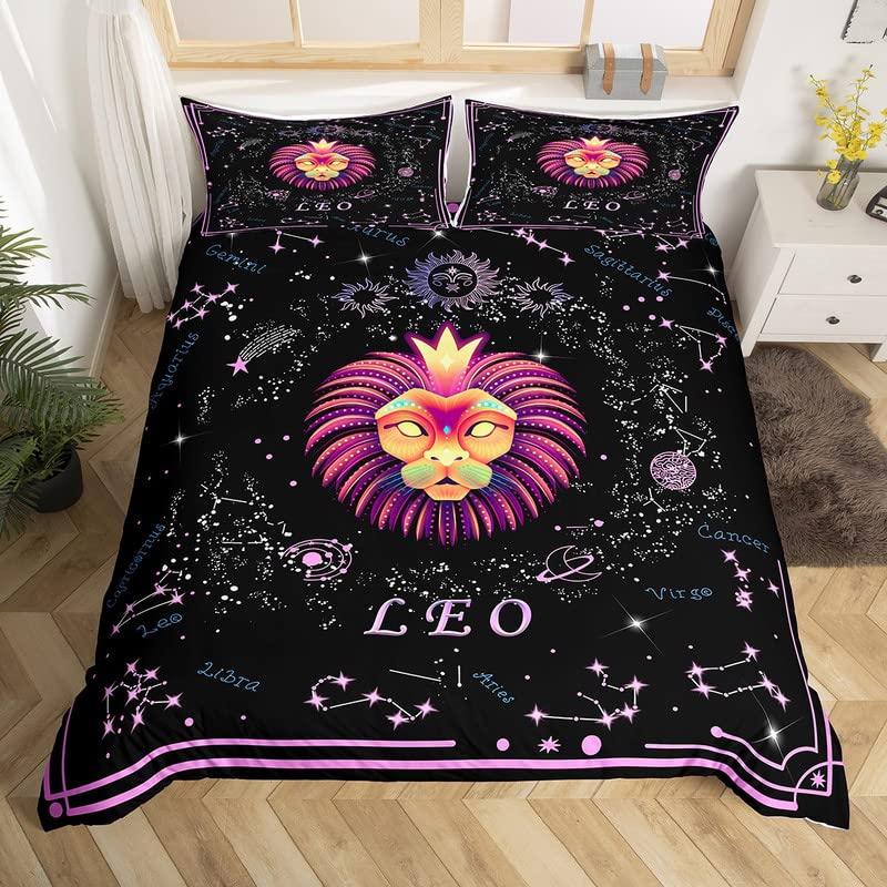Gemini King Queen Duvet Cover Constellation Horoscope Comforter Cover Astrology Galaxy Bedding Set Star Polyester Quilt Cover