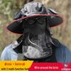 Men's Solar Rechargeable Sun Hat with Dual Fans and Face/Neck Protection for Summer Outdoor Hiking