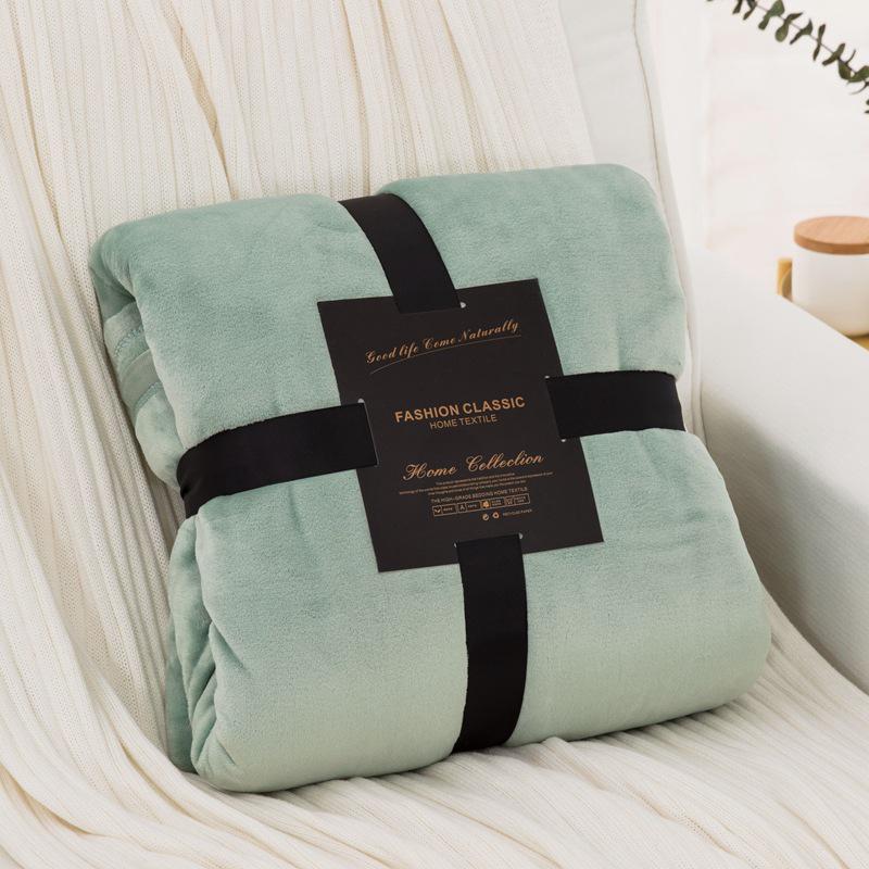 Thickened Flannel Fleece Solid Color Blanket - Office Nap & Gift Blanket with Custom Logo