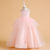 Formal Tulle Bridesmaid Girls Dresses for Children Costume Elegant Party Princess Girl Dress Vestido White Wedding Birthday Gown