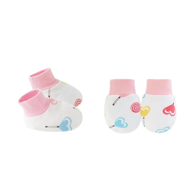 No Scratch Mittens Socks Set Toddler Mitts Baby Mittens Cotton Gloves Footwear Baby Breathable Gloves for Boys Girls