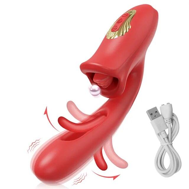 Tapping Biiting Vibrator Female Tongue Licking Swing Nipple Oral Clitoris Stimulator G Spot Massager Sex Toys for Adults Women