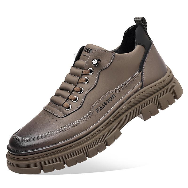 Fashion Spring Autumn Cow Leather Casual Sneakers for Men Fashion Soft Sole Men's Platform Shoes Designer Retro Work Shoes Male