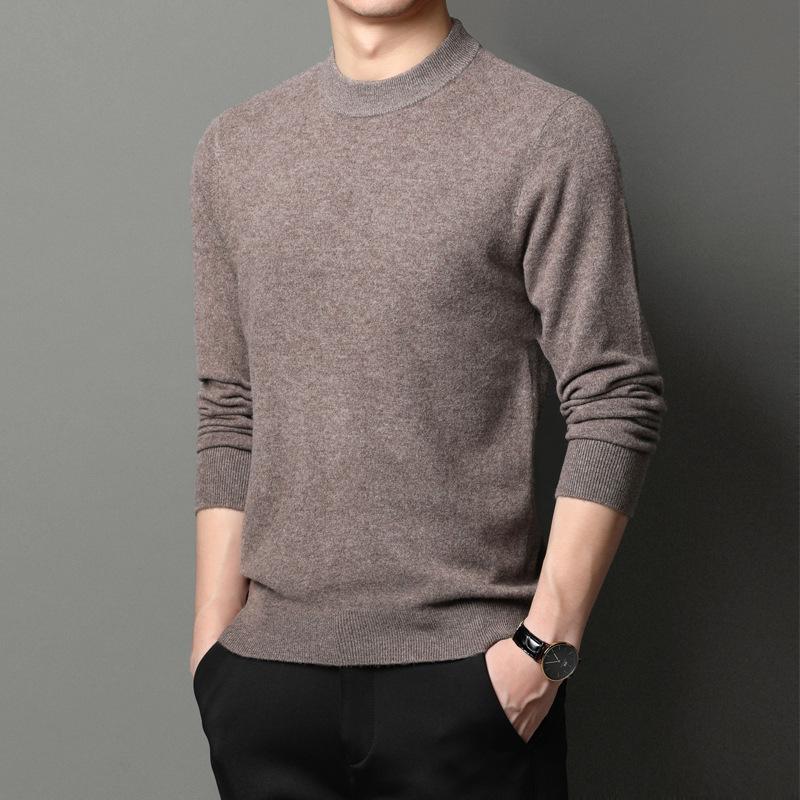 Осенне-зимний новый мужской свитер из овечьей шерсти с круглым вырезом — фото 6