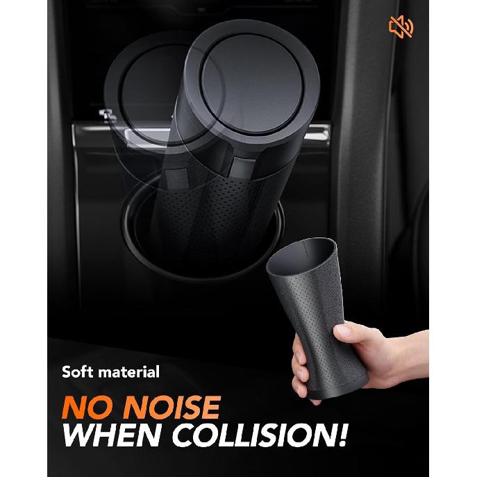 Small Car Trash Can Bin With Lid,Mini Vehicle Leakproof Garbage Can, For Car Cup Holder And Side Door, With 80 Attached Trash Bags