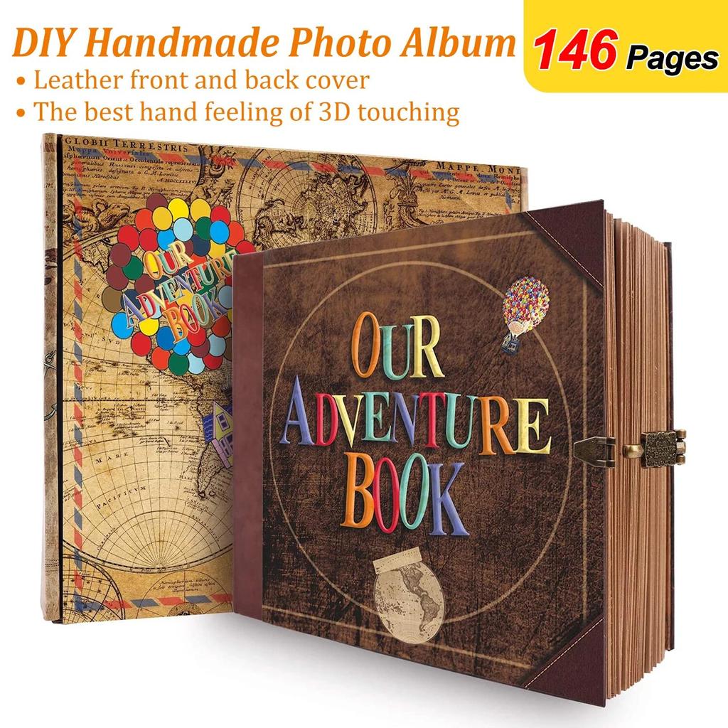 Our Adventure Book 146 Page Album Retro Style Travel Diary DIY Handmade Photo Album Scrapbook Retro Kraft Journal Children Gift